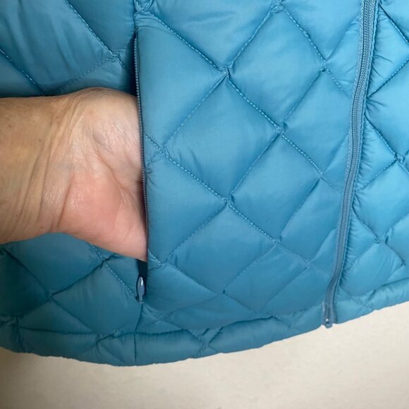 J. Jill Down Quilted Vest Womens S Petite Blue Puffer Full Zip‎ - Picture 4 of 10